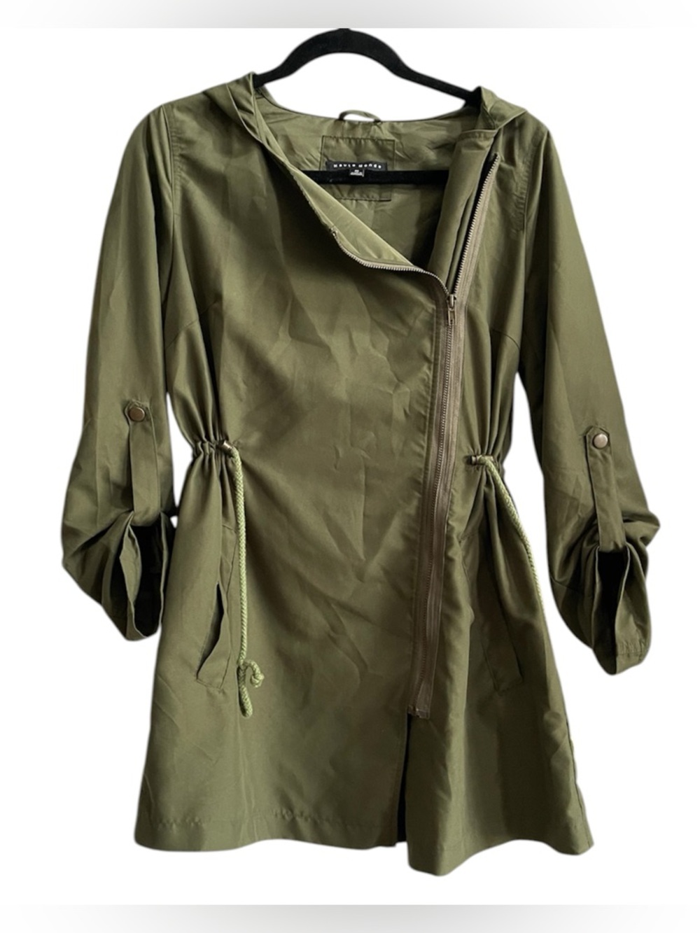 Haute Monde Olive Utility Hooded Jacket - Size Medium